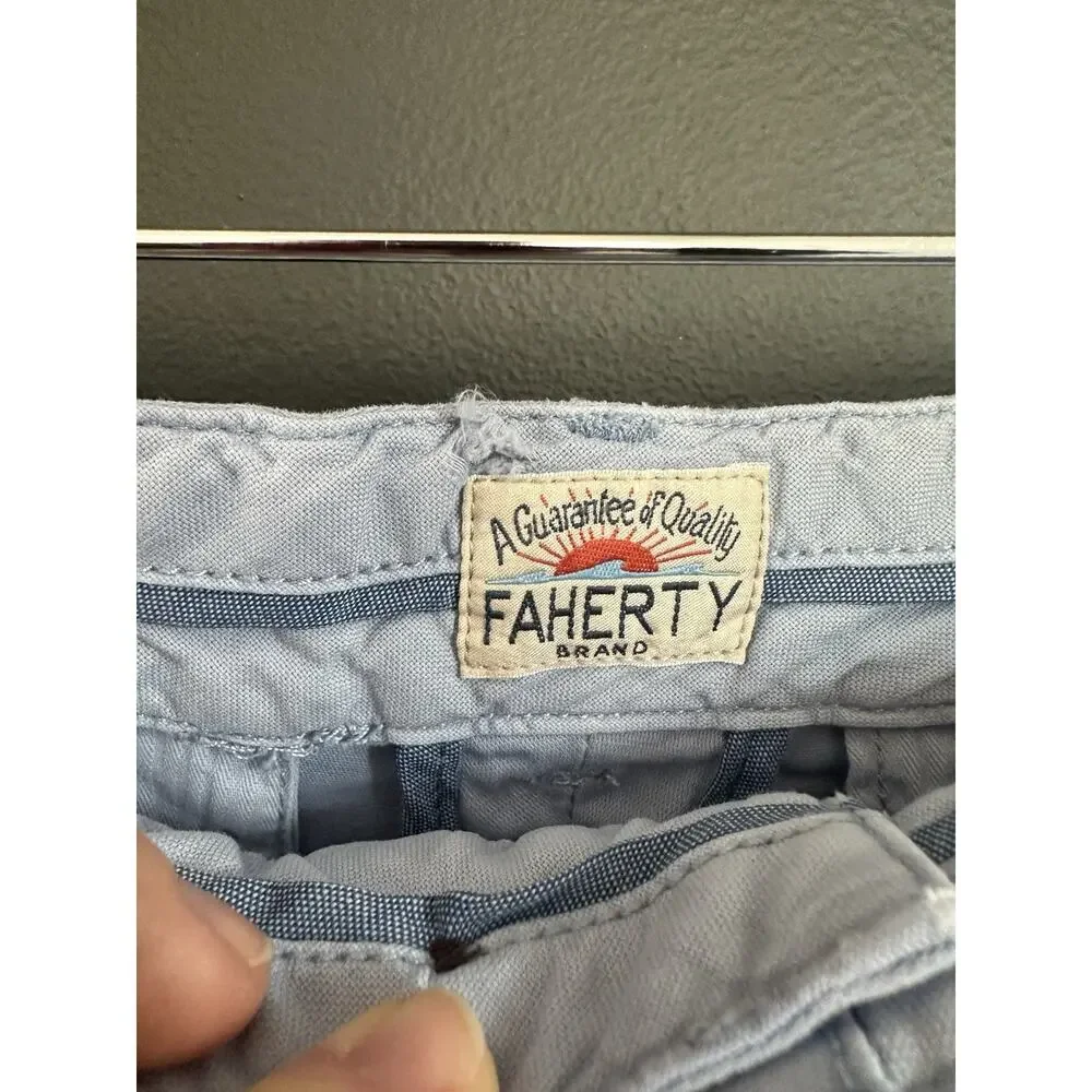 Faherty Men’s Chino Shorts - Light Blue, Size 36, Flat Front With Pockets